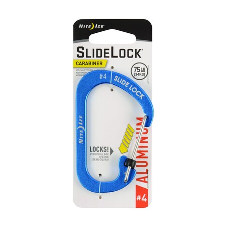 Nite Ize SlideLock Aluminum Blue Carabiner Key Chain CSLA4-03-R6